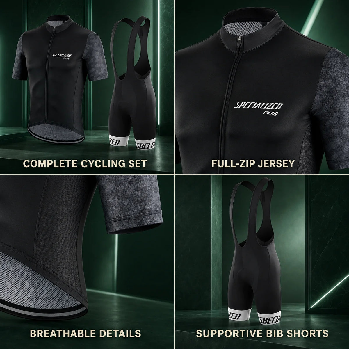 Cycling Jersey & Bib Shorts Set Quick-Dry Padded Chamois