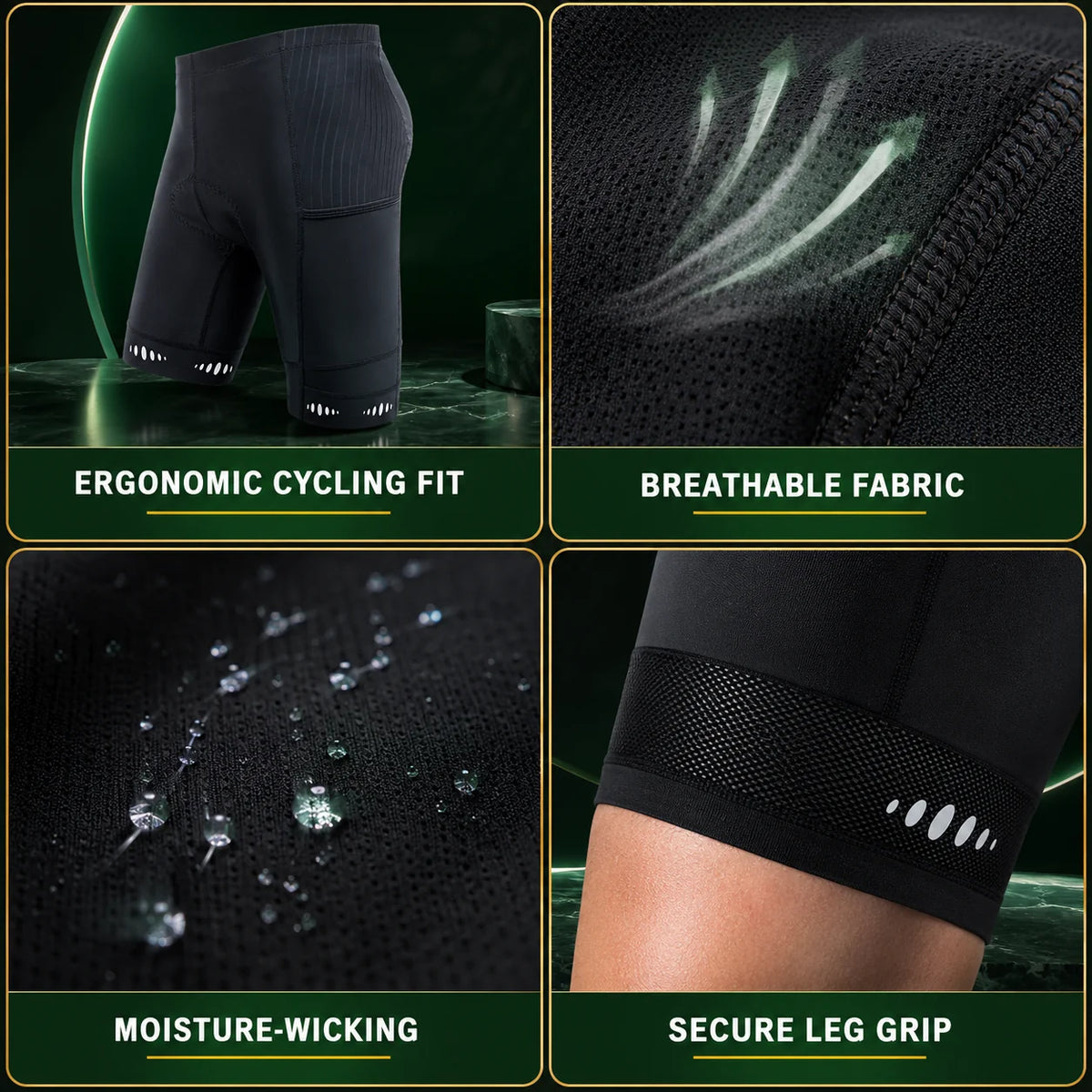 Cycling Shorts Five-Panel Gel Pad Compression Anti-Slip & Reflective