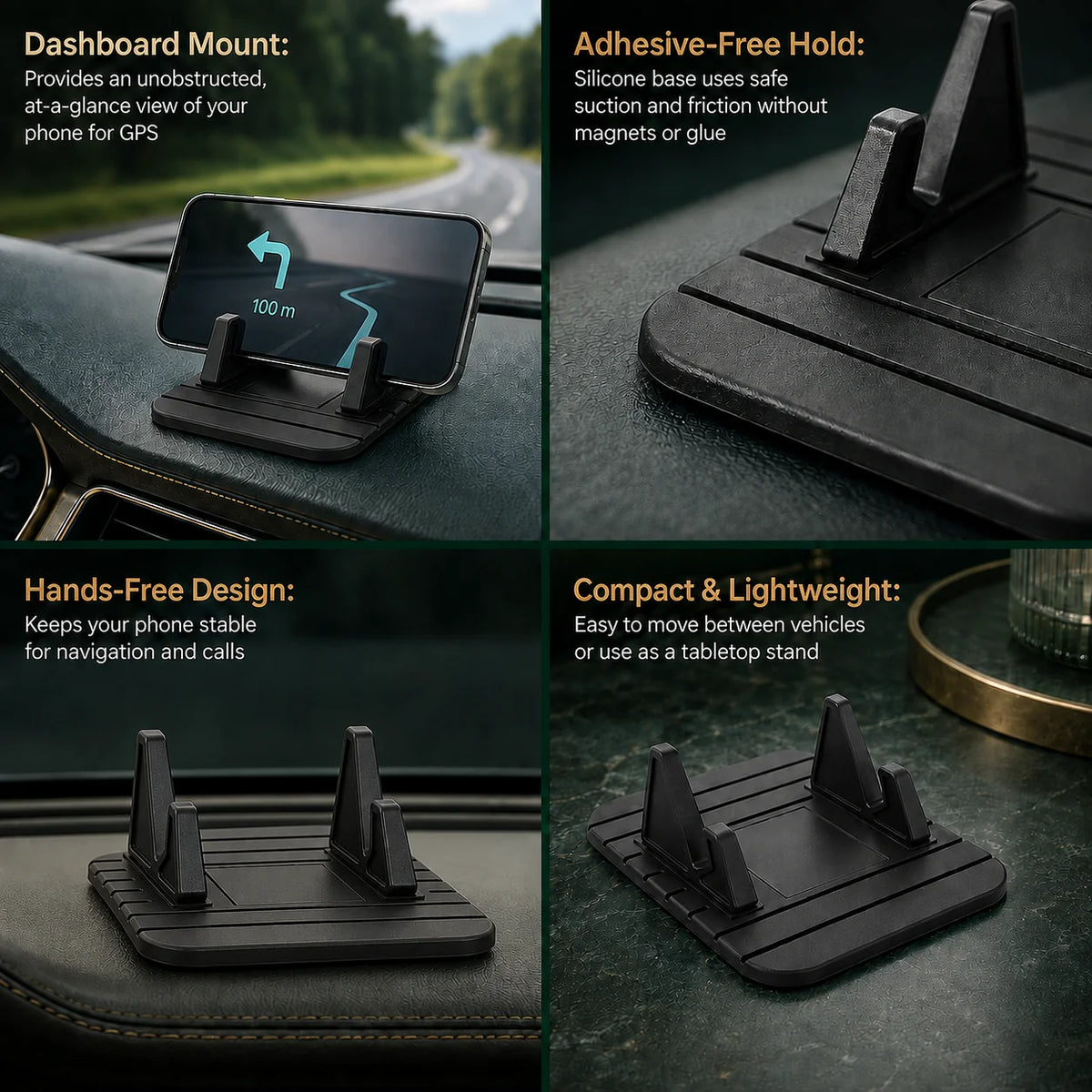 Dashboard Phone Holder Soft Silicone Suction Grip