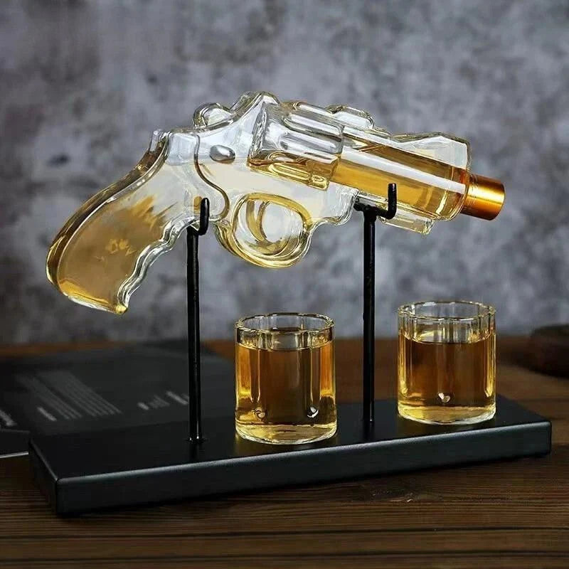 Decanter Set Glass Revolver-Shaped Design