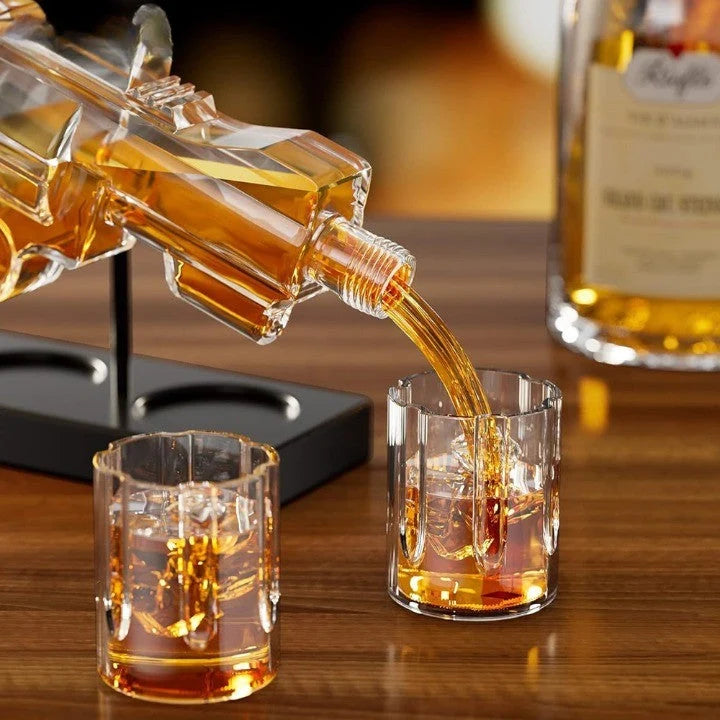 Decanter Set Glass Revolver-Shaped Design