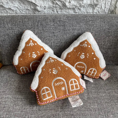 Decorative Cushion House-Shaped Embroidered Fleece