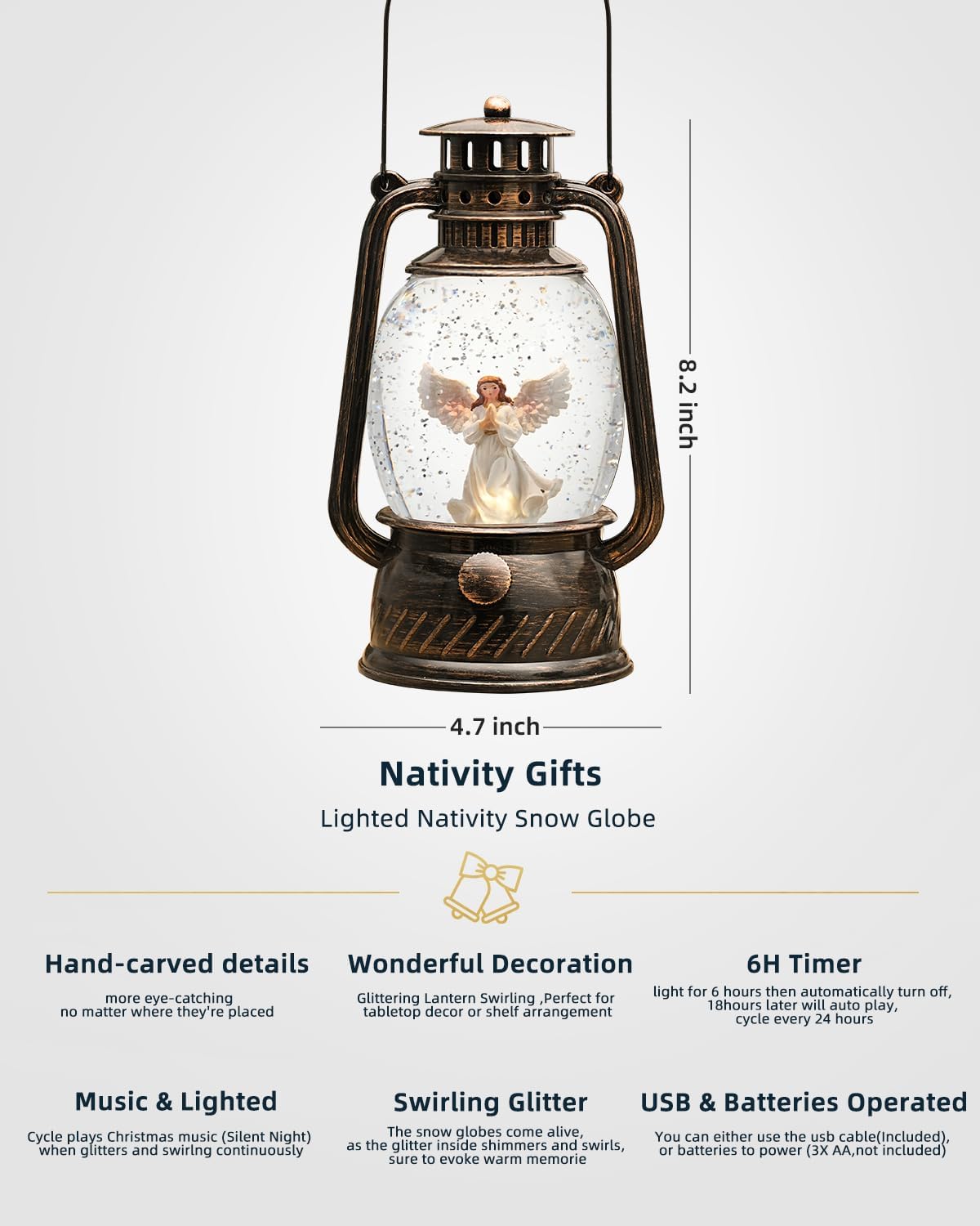 Decorative Lamp Hand-Painted Warm LED 6-Hour Timer