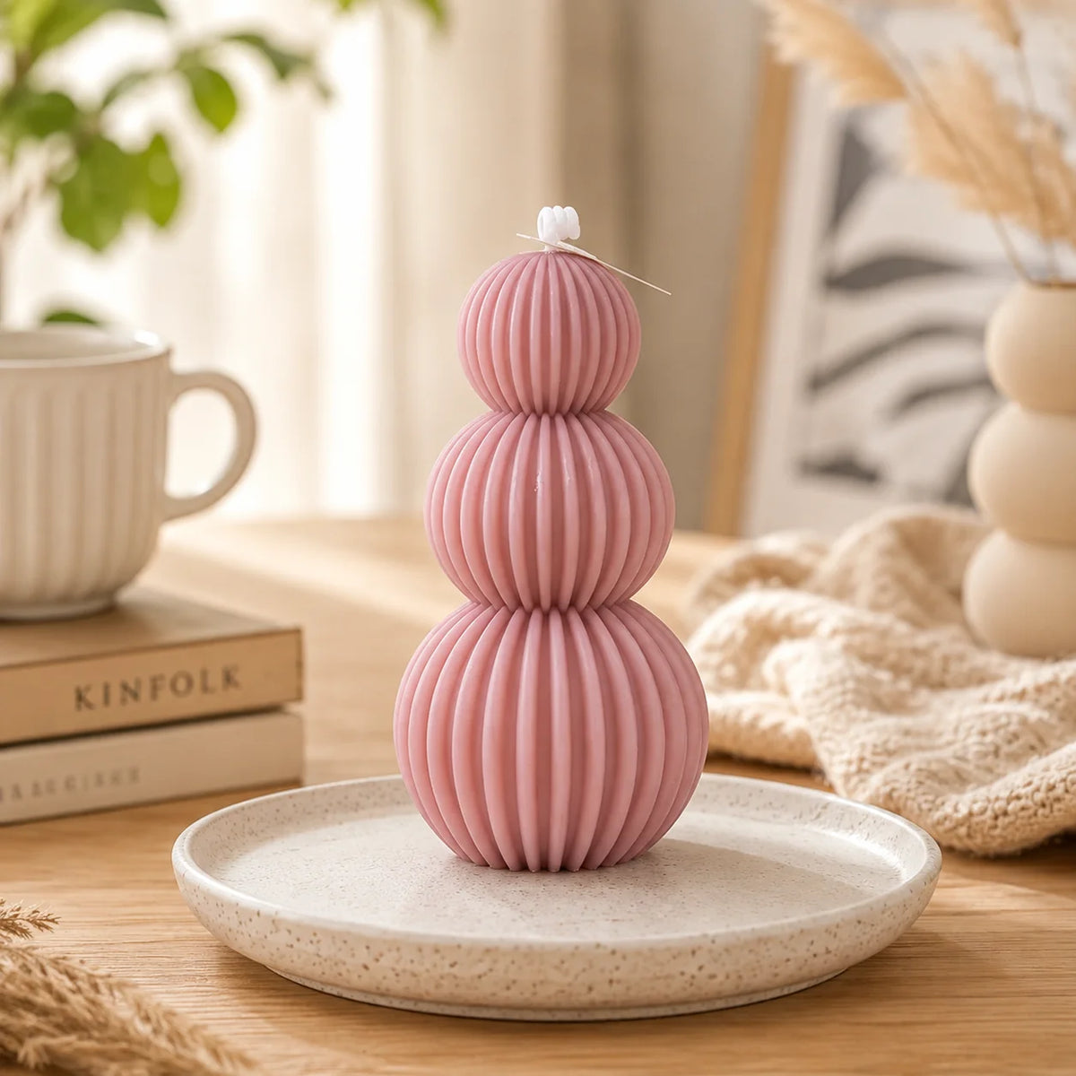 Decorative Scented Candle Geometric Dimpled Paraffin Wax