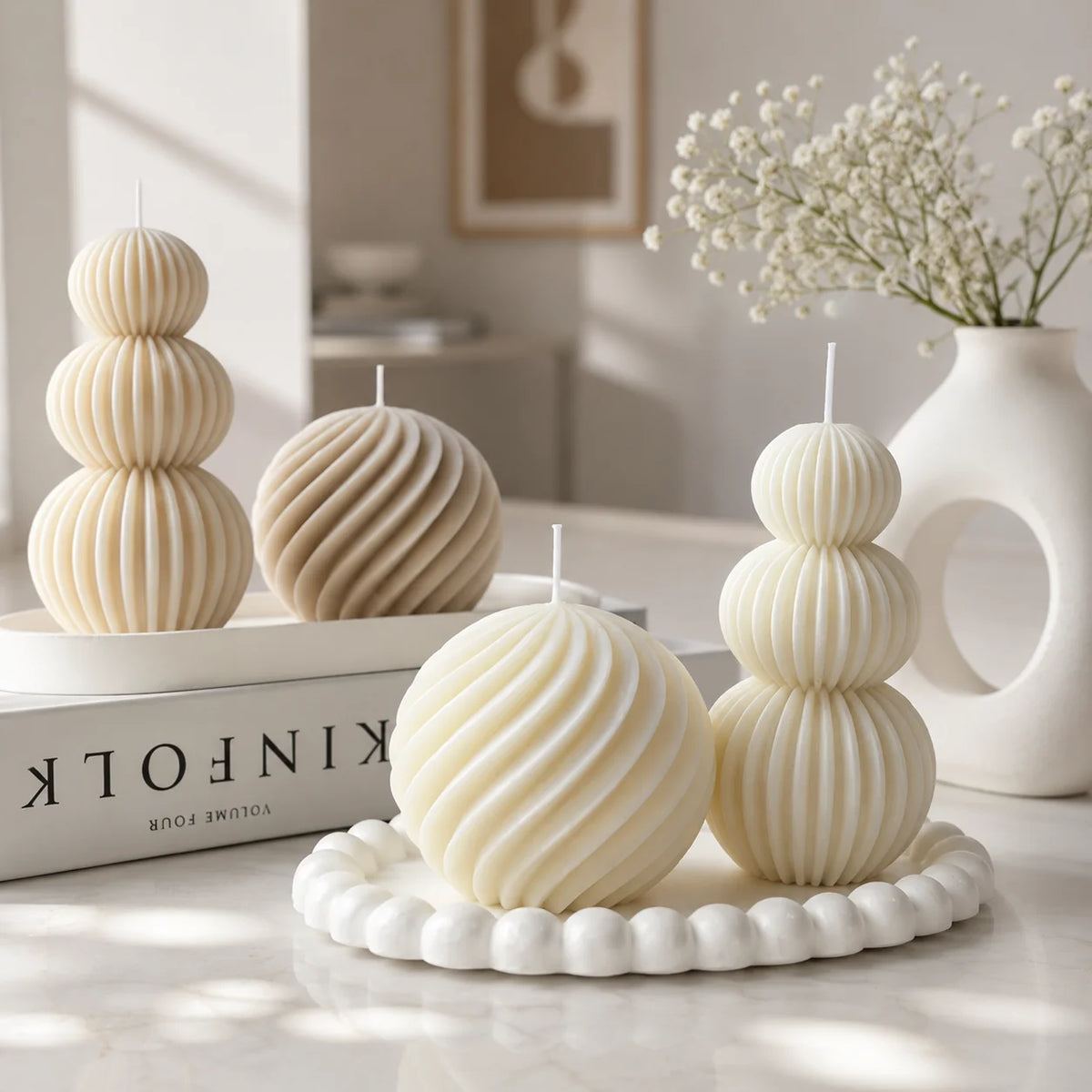 Decorative Scented Candle Geometric Dimpled Paraffin Wax
