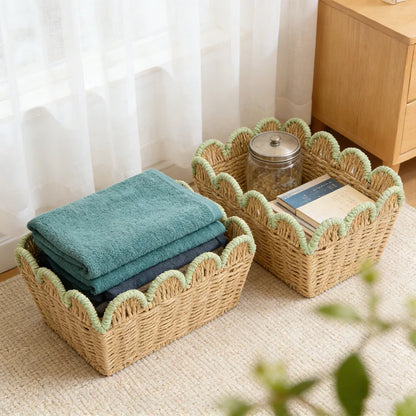 Decorative Storage Basket Scalloped Edge & Eco-Friendly