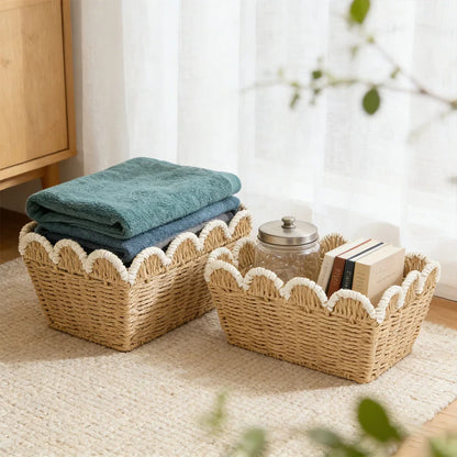 Decorative Storage Basket Scalloped Edge & Eco-Friendly