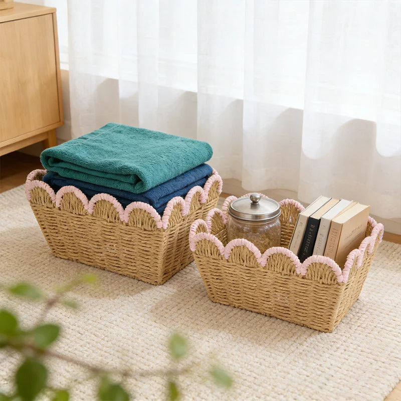 Decorative Storage Basket Scalloped Edge & Eco-Friendly