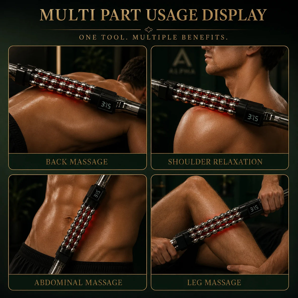 Deep Tissue Massage Roller 360° Rotating Heated 3 Speeds