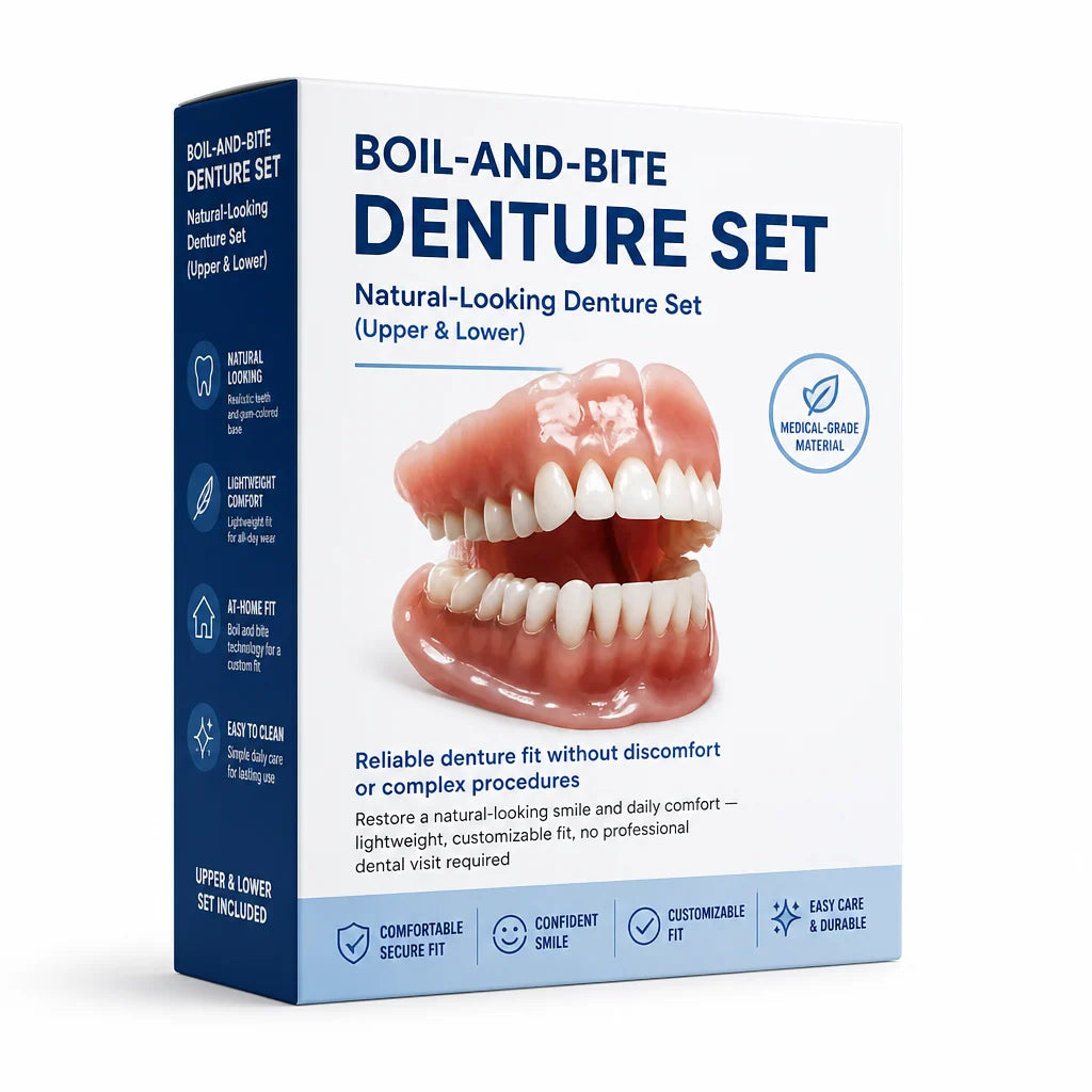 Denture Set Boil-And-Bite Custom Fit Upper & Lower