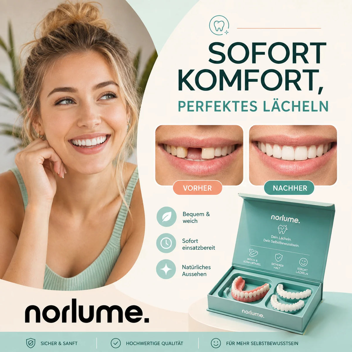 Denture Set Flexible Silicone Upper & Lower