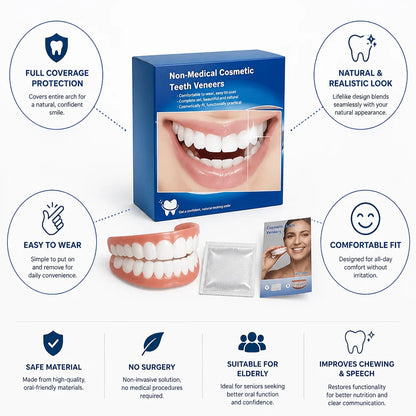 Denture Set Realistic Upper & Lower Teeth 3-Piece
