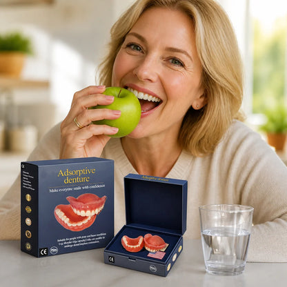 Dentures Custom-Fit Upper & Lower Glue-Free 12-Hour Hold