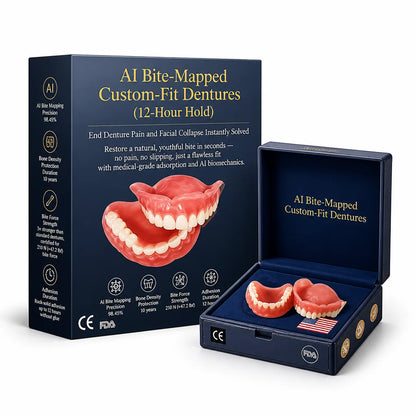 Dentures Custom-Fit Upper & Lower Glue-Free 12-Hour Hold