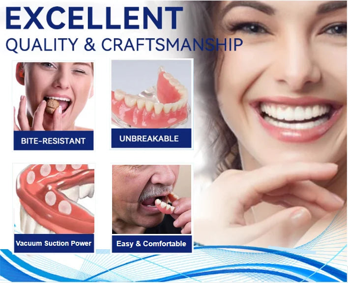 Dentures Flexible Full or Partial Fit Natural-Looking