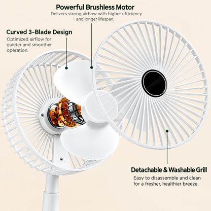 Desk Fan Foldable Telescopic USB Rechargeable