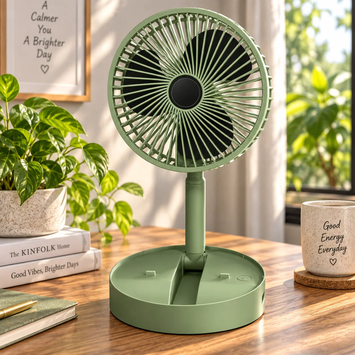 Desk Fan Foldable Telescopic USB Rechargeable