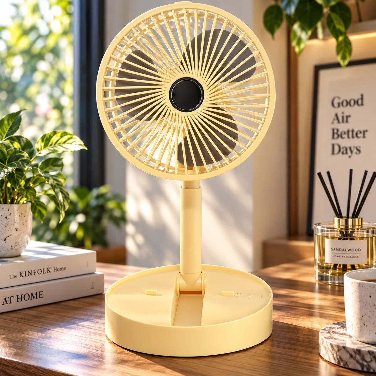 Desk Fan Foldable Telescopic USB Rechargeable