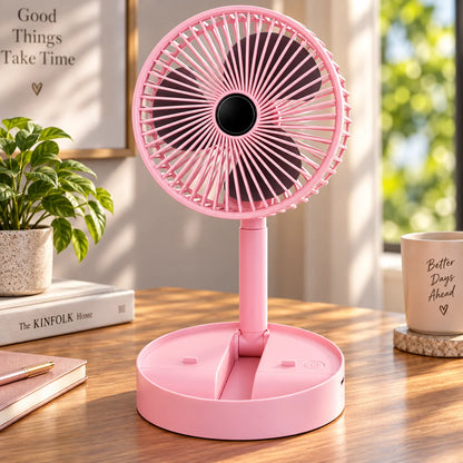 Desk Fan Foldable Telescopic USB Rechargeable