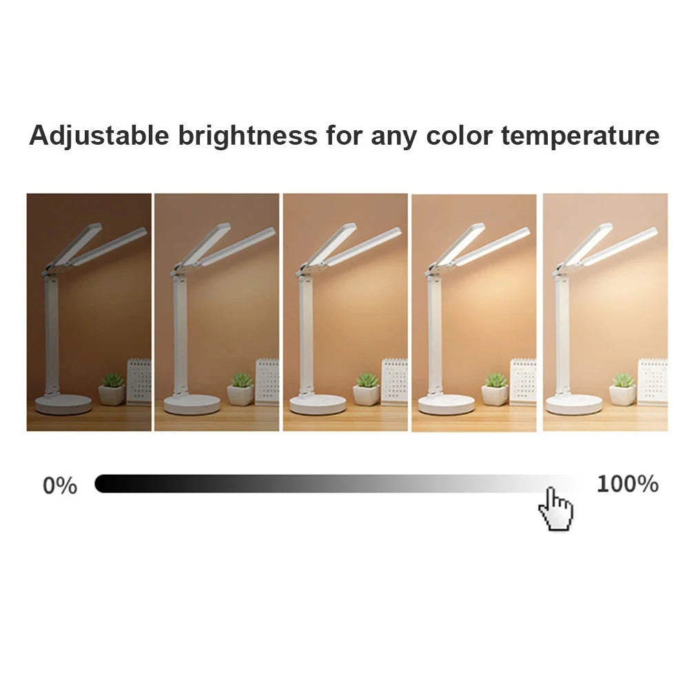 Desk Lamp Foldable Tripod Rechargeable & Dimmable