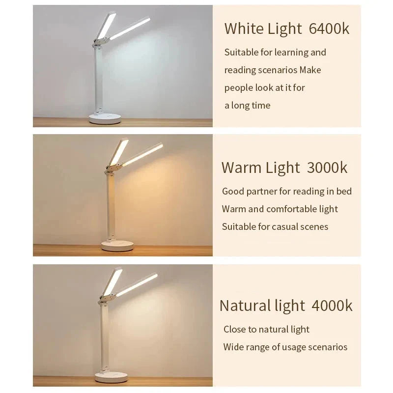 Desk Lamp Foldable Tripod Rechargeable & Dimmable