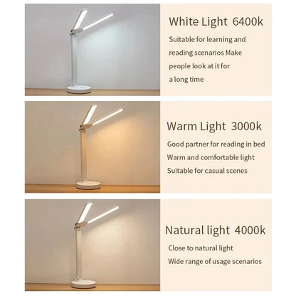 Desk Lamp Foldable Tripod Rechargeable & Dimmable