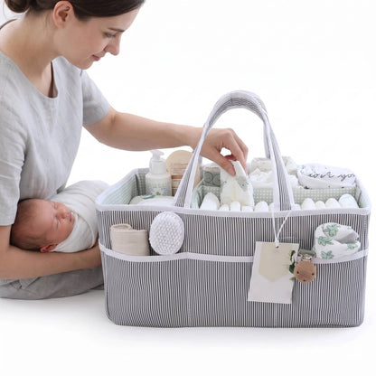 Diaper Caddy Organizer Collapsible Water-Resistant Three Compartments