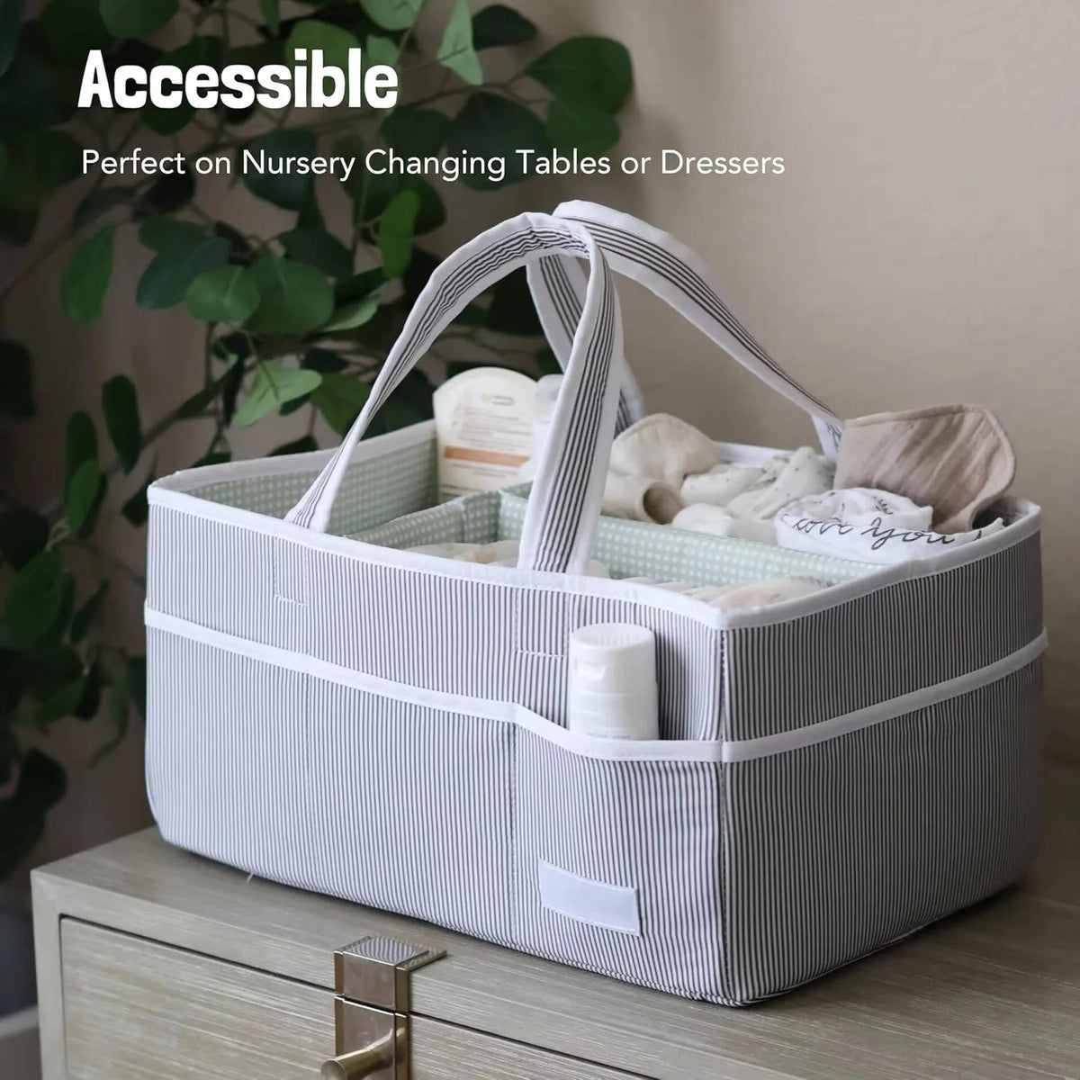 Diaper Caddy Organizer Collapsible Water-Resistant Three Compartments