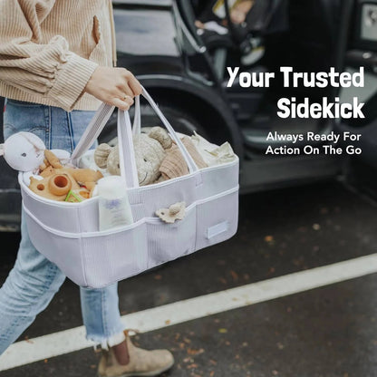Diaper Caddy Organizer Collapsible Water-Resistant Three Compartments