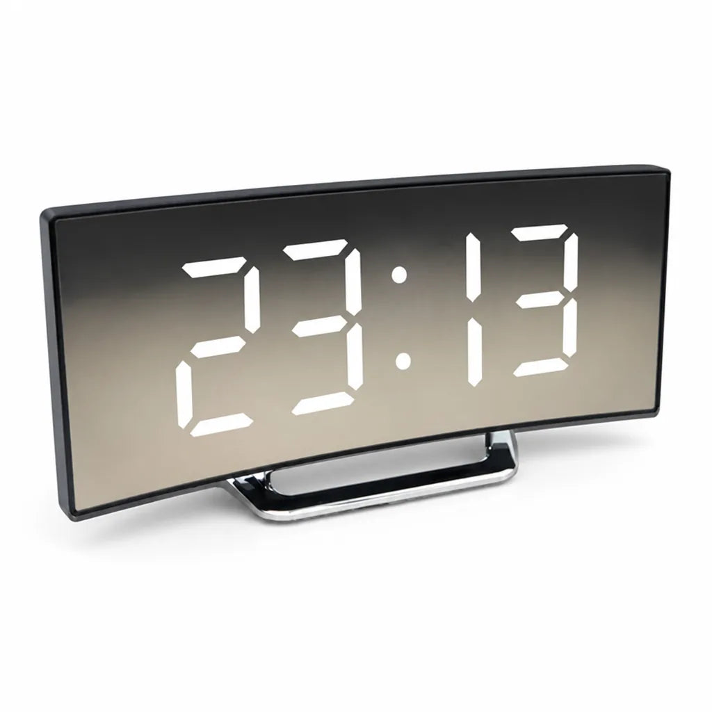 Digital Alarm Clock Curved LED Auto Dimming Temperature Display