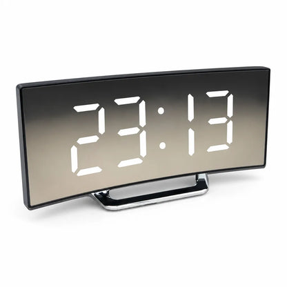 Digital Alarm Clock Curved LED Auto Dimming Temperature Display