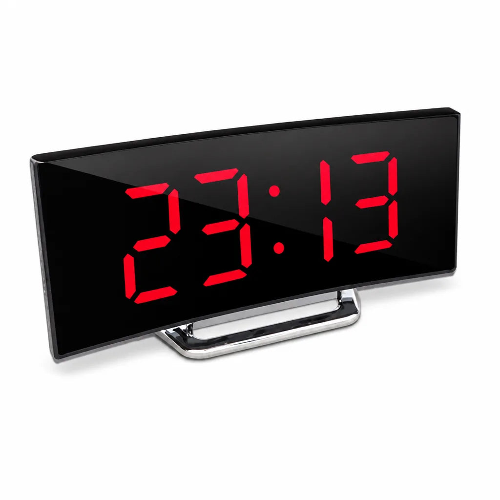 Digital Alarm Clock Curved LED Auto Dimming Temperature Display