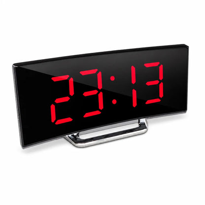Digital Alarm Clock Curved LED Auto Dimming Temperature Display