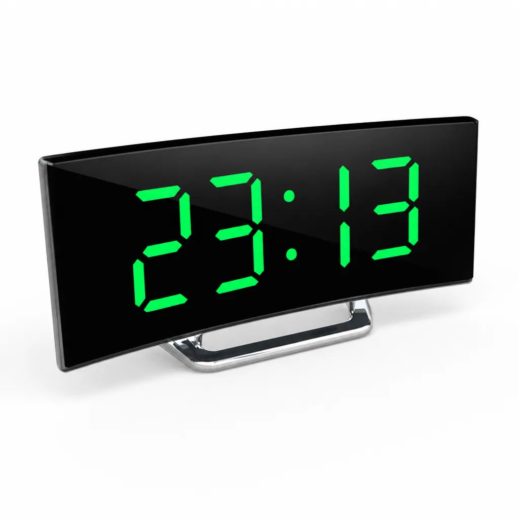 Digital Alarm Clock Curved LED Auto Dimming Temperature Display