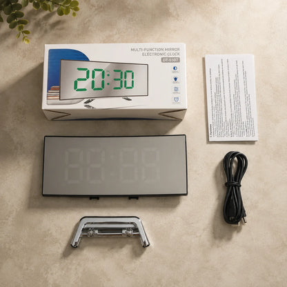 Digital Alarm Clock Curved LED Auto-Dimming USB & Battery