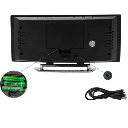 Digital Alarm Clock Curved Large LED Auto Dimming
