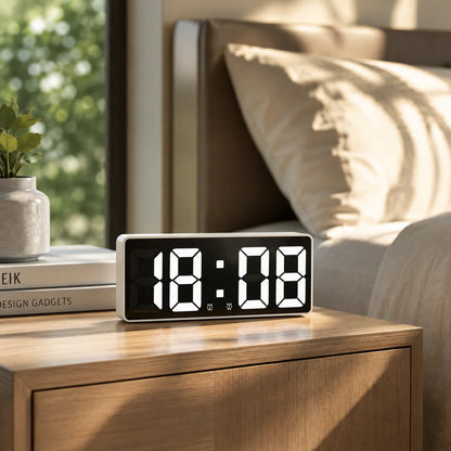 Digital Alarm Clock LED Time, Date & Temperature