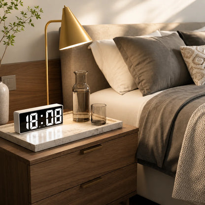 Digital Alarm Clock LED Time, Date & Temperature