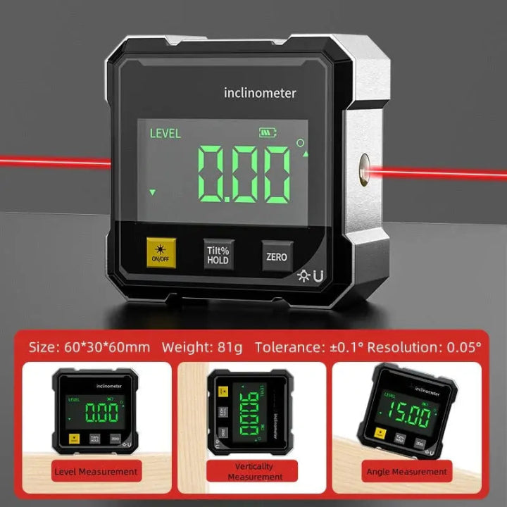 Digital Angle Meter High-Precision Laser & Magnetic Base