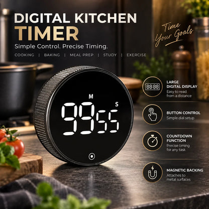 Digital Kitchen Timer Large Display Magnetic Back