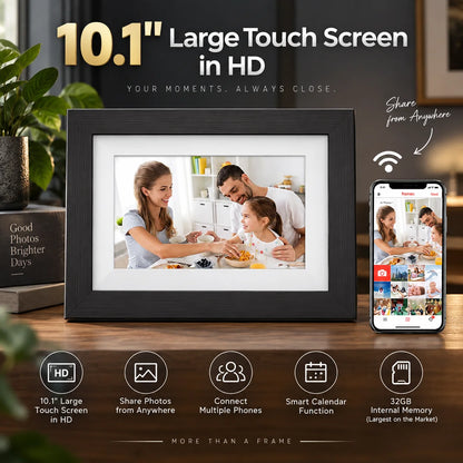 Digital Photo Frame 10.1 Inch Touchscreen Wi‑Fi 32GB Storage