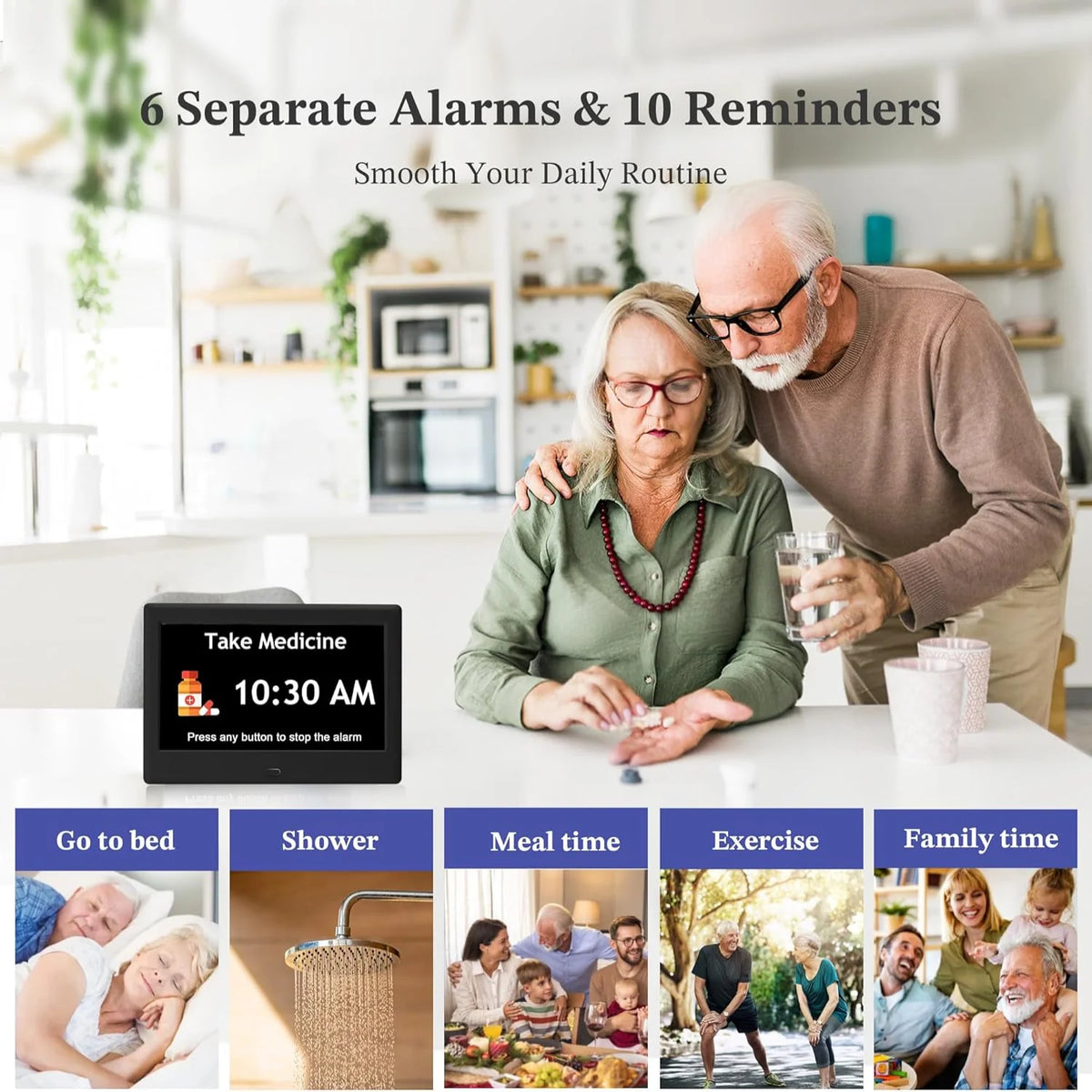 Digital Routine Clock Large Display 8 Activity Reminders