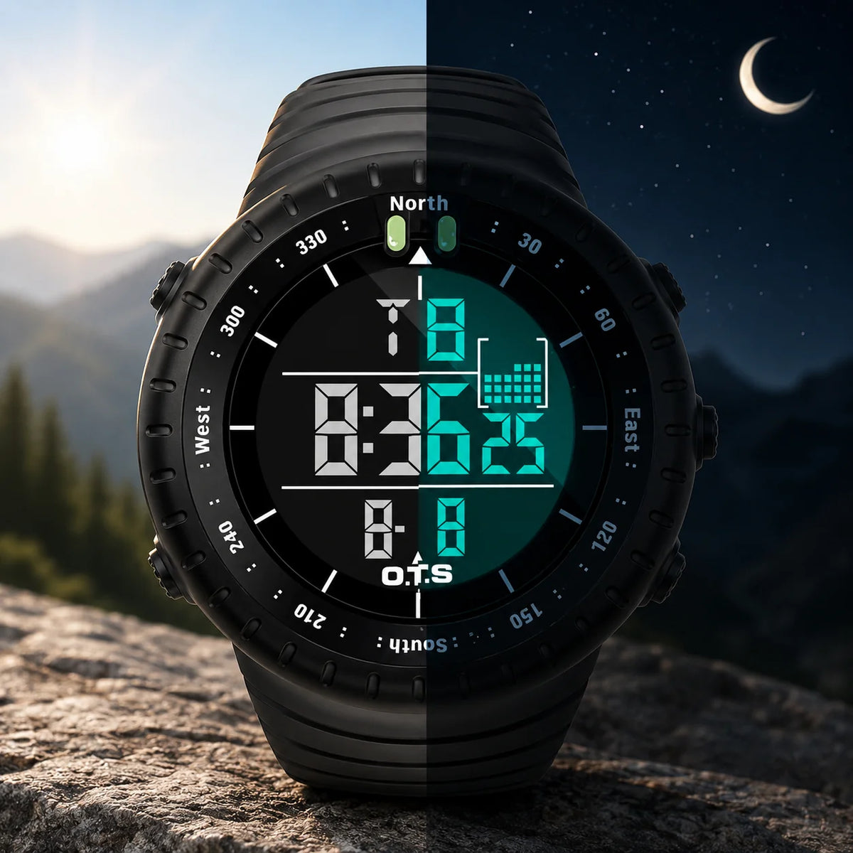 Digital Sports Watch Waterproof & Shock-Resistant LED Backlight