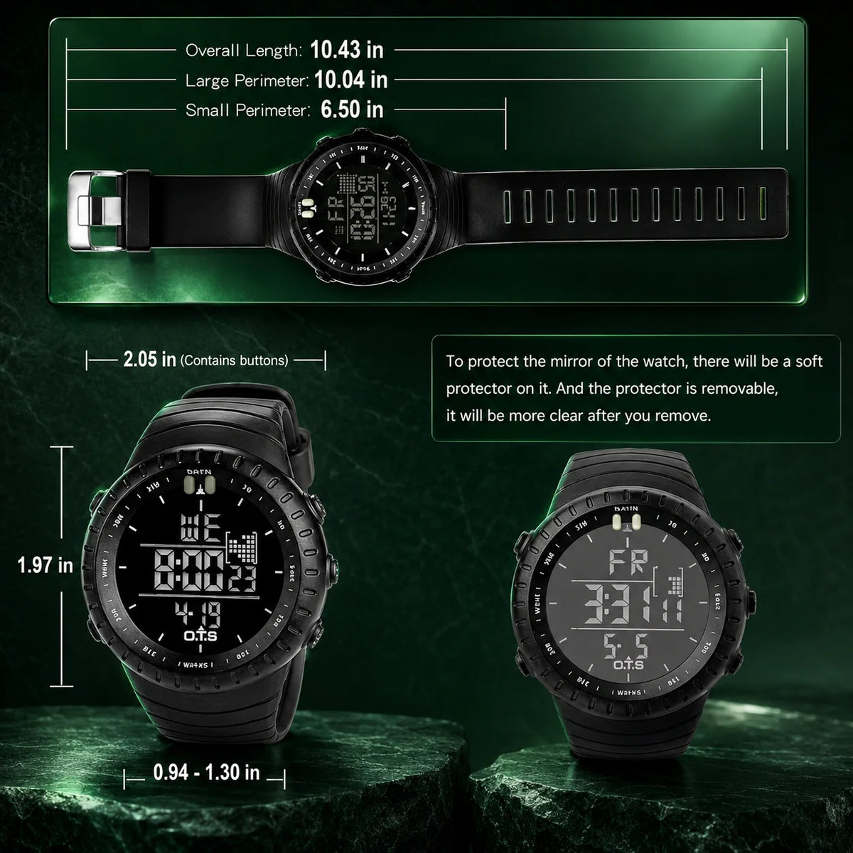 Digital Sports Watch Waterproof & Shock-Resistant LED Backlight