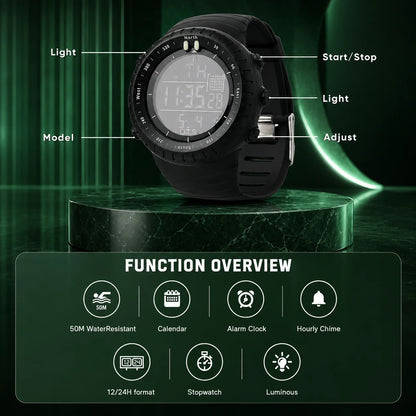 Digital Sports Watch Waterproof & Shock-Resistant LED Backlight