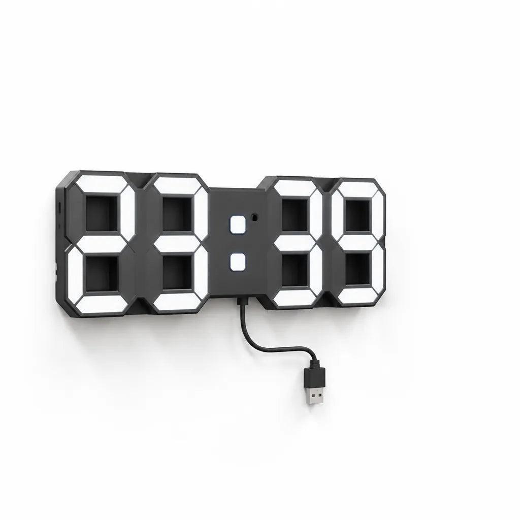 Dimmable 3D LED Wall Clock (Remote Control, USB Powered)