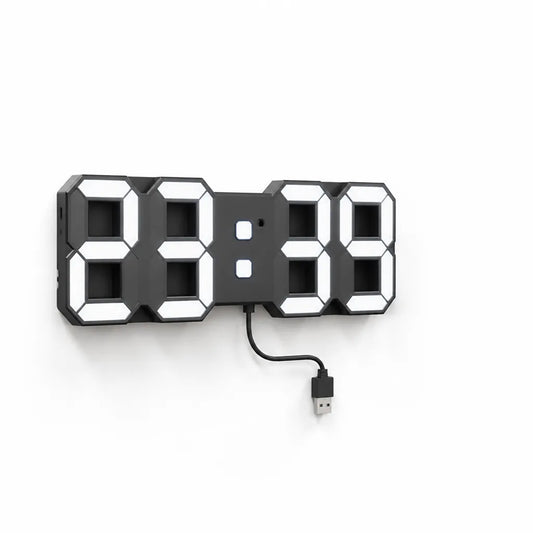 Dimmable 3D LED Wall Clock (Remote Control, USB Powered)