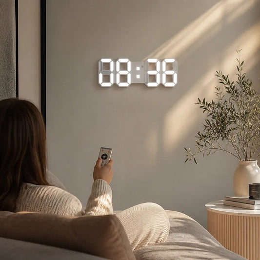 Dimmable 3D LED Wall Clock (Remote Control, USB Powered)