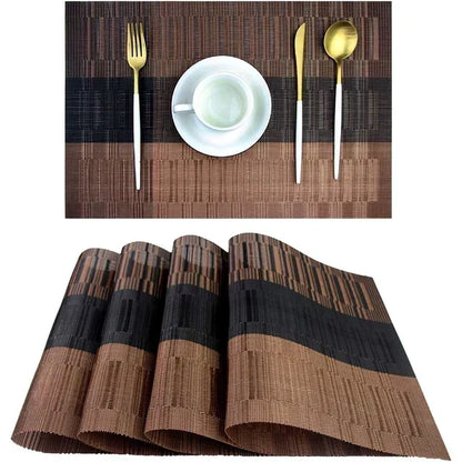 Dining Placemats Woven Vinyl Heat-Resistant & Waterproof