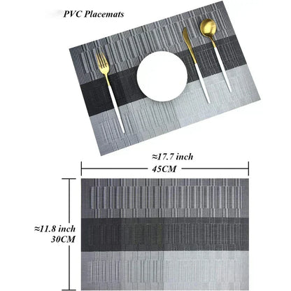Dining Placemats Woven Vinyl Heat-Resistant & Waterproof